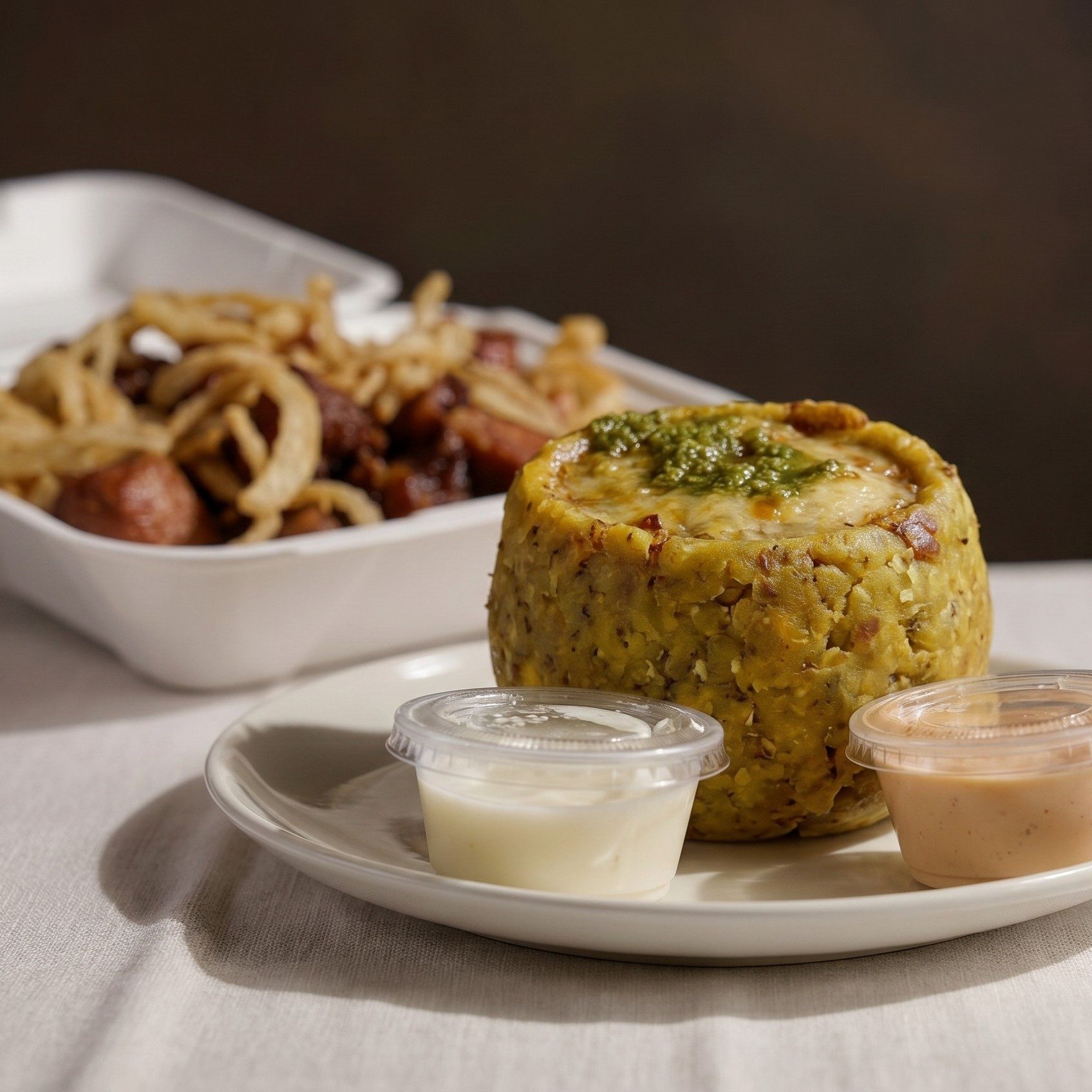 Vegetarian with Stir Fried Veggies Mofongo.
