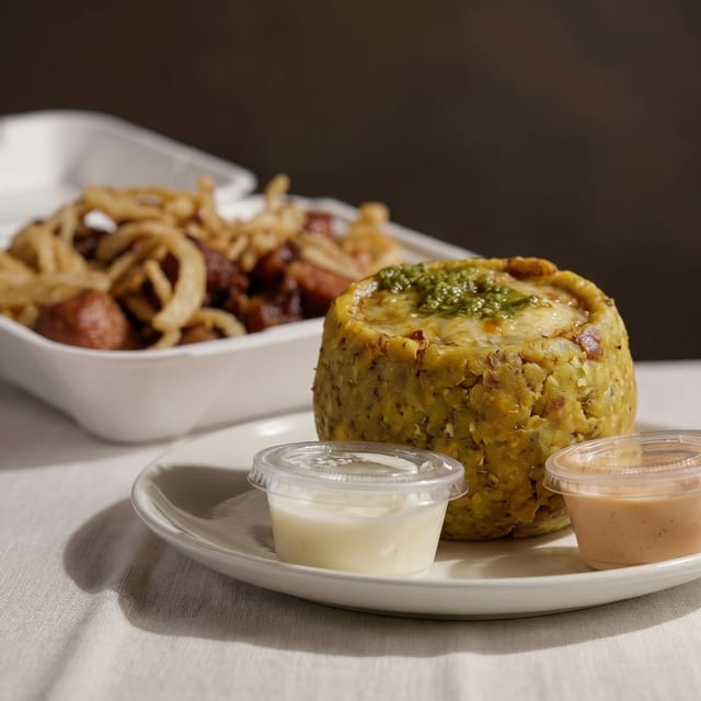 Vegetarian with Stir Fried Veggies Mofongo.