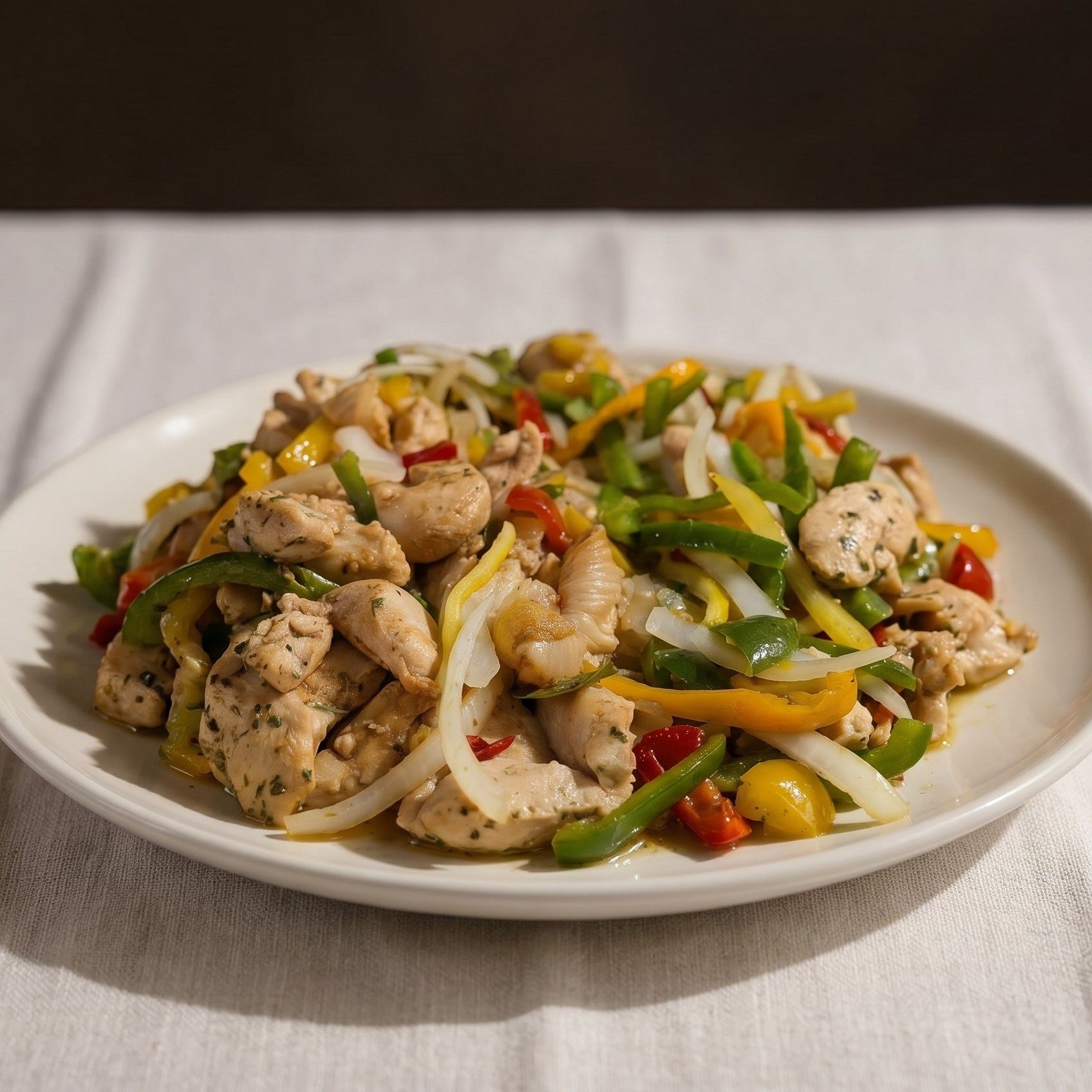 Pollo Salteado Cebolla y Pimientos / Chicken Stir Fried.
