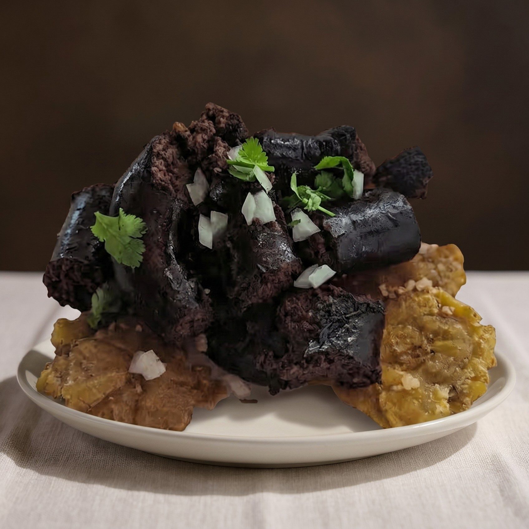 Morcillas Con Plantains / Blood Sausage with Tostones.