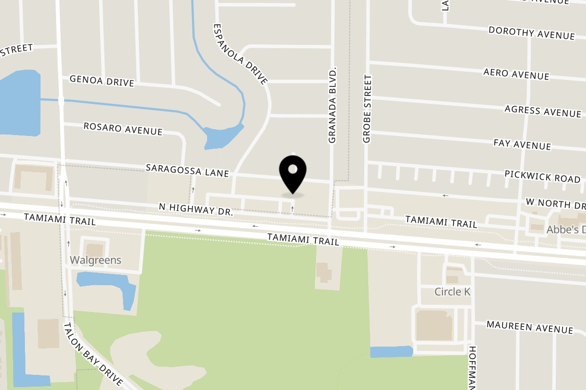 Map showing the location of Puerto Rican Spice Restaurant on 12765 S Tamiami Trl in North Port